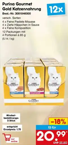 Netto Marken-Discount Purina Gourmet Gold Katzennahrung Angebot