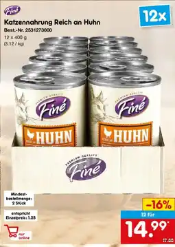 Netto Marken-Discount Finé Katzennahrung Reich an Huhn Angebot