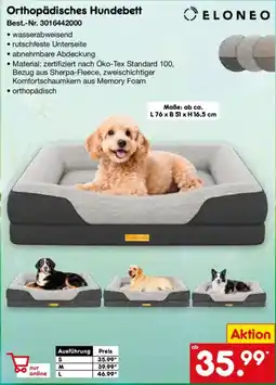 Netto Marken-Discount ELONEO Orthopädisches Hundebett Angebot