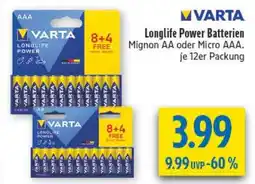 diska VARTA Longlife Power Batterien Angebot