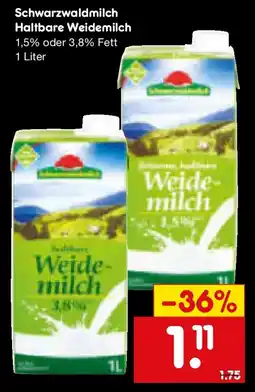 Netto Marken-Discount Schwarzwaldmilch Haltbare Weidemilch Angebot
