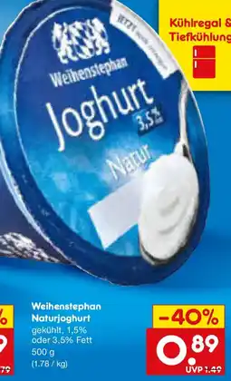 Netto Marken-Discount Weihenstephan Naturjoghurt Angebot