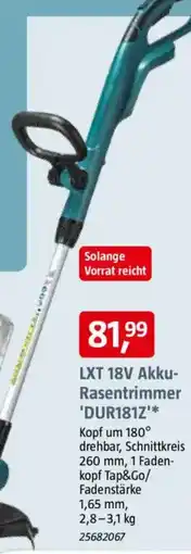 Bauhaus LXT 18V Akku Rasentrimmer 'DUR181Z' Angebot