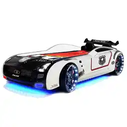 Netto Marken-Discount Autobett Kinderbett Roadster Police LED Sound Sportsitze Lattenrost Spoiler 90x190 cm Angebot