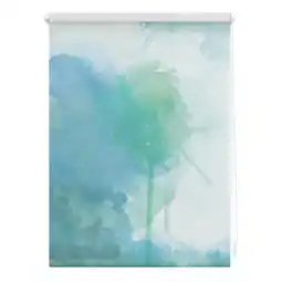 Netto Marken-Discount Lichtblick Rollo Klemmfix, ohne Bohren, Verdunkelung, Aquarell - Blau Grün Angebot