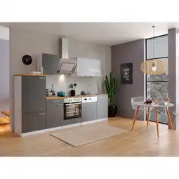 Netto Marken-Discount Respekta Küchenzeile KB280WGSC 280 cm Weiß - Grau mit Glaskeramik Angebot