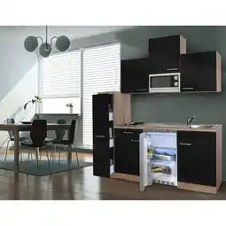 Netto Marken-Discount Respekta Küchenzeile KB180ESSMI 180 cm Schwarz-Eiche Sägerau Nachbildung Angebot
