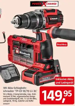 Bauhaus Einhell 18V Akku-Schlagbohrschrauber 'TP-CD 18/70 Li-i BL' Angebot