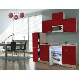 Netto Marken-Discount Respekta Küchenzeile KB180ESRMI 180 cm Rot-Eiche Sägerau Nachbildung Angebot