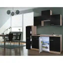 Netto Marken-Discount Respekta Küchenzeile KB180ESS 180 cm Schwarz-Eiche Sägerau Nachbildung Angebot