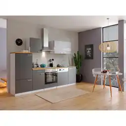 Netto Marken-Discount Respekta Küchenzeile KB280WG 280 cm Weiß - Grau Angebot