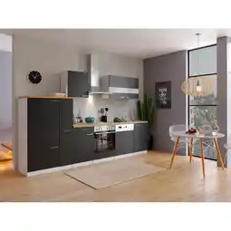 Netto Marken-Discount Respekta Küchenzeile KB310WS 310 cm Weiß - Schwarz Angebot