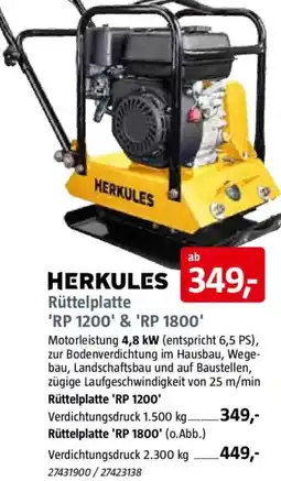 Bauhaus HERKULES Rüttelplatte 'RP 1200' & 'RP 1800' Angebot