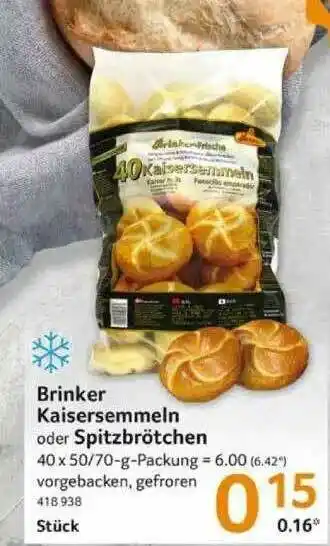 Selgros Brinker Kaisersemmeln Oder Spitzbrötchen Angebot