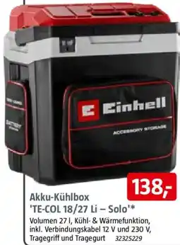 Bauhaus Einhell Akku-Kühlbox 'TE-COL 18/27 Li - Solo' Angebot