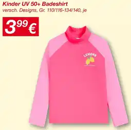 KiK Kinder UV 50+ Badeshirt Angebot