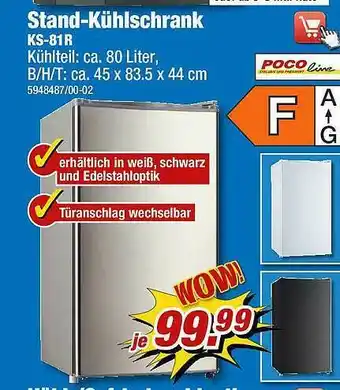 Poco Stand-kühlschrank KS-81R Angebot