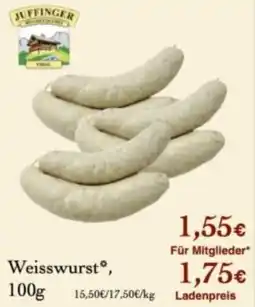 LPG Biomarkt JUFFINGER Weisswurst Angebot