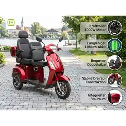 Netto Marken-Discount ECONELO E-Seniorenmobil Billy 2.0, Lithium-Akku, 3-Rad, 60V, 1000 Watt, groß Sitz, Rot Angebot