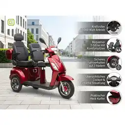 Netto Marken-Discount ECONELO E-Seniorenmobil Billy 2.0, Blei-Akku, 3-Rad, 60V, 1000 Watt, groß Sitz, Rot Angebot