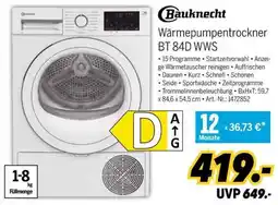 MEDIMAX Bauknecht Wärmepumpentrockner BT 84D WWS Angebot