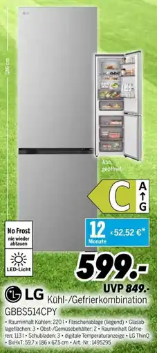 MEDIMAX LG Kühl-/Gefrierkombination GBBS514CPY Angebot