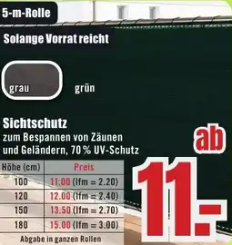 B1 Discount Baumarkt Sichtschutz Angebot
