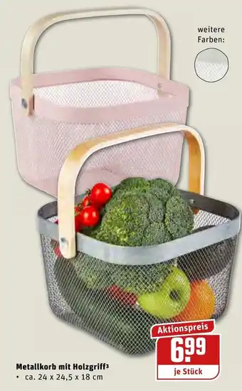 REWE Center Metallkorb mit Holzgriff Angebot