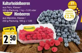 Edeka Frischemarkt Kulturheidelbeeren 500g oder Himbeeren 250g Angebot