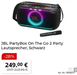 MediaMarkt JBL PartyBox On The Go 2 Party Lautsprecher, Schwarz Angebot