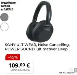 MediaMarkt SONY ULT WEAR, Noise Cancelling, POWER SOUND Angebot