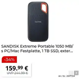 MediaMarkt SANDISK Extreme Portable 1050 MB/ s PC/Mac Festplatte Angebot
