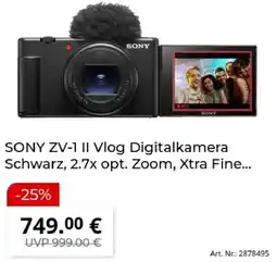 MediaMarkt SONY ZV-1 II Vlog Digitalkamera Schwarz, 2.7x opt. Zoom Angebot