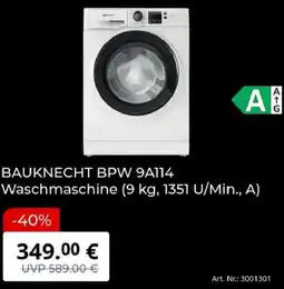 MediaMarkt BAUKNECHT BPW 9A114 Waschmaschine Angebot