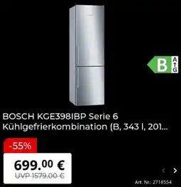 MediaMarkt BOSCH KGE398IBP Serie 6 Kühlgefrierkombination Angebot