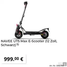 MediaMarkt NAVEE UT5 Max E-Scooter (12 Zoll, Schwarz) Angebot