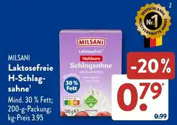 Aldi Süd MILSANI Laktosefreie H-Schlagsahne Angebot