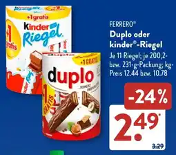 Aldi Süd FERRERO Duplo oder kinder -Riegel Angebot