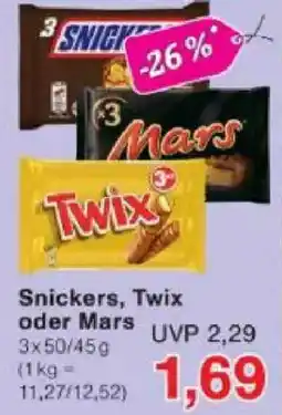 Jawoll Snickers, Twix oder Mars Angebot
