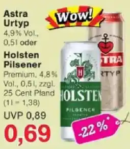 Jawoll Astra Urtyp oder Holsten Pilsener Angebot