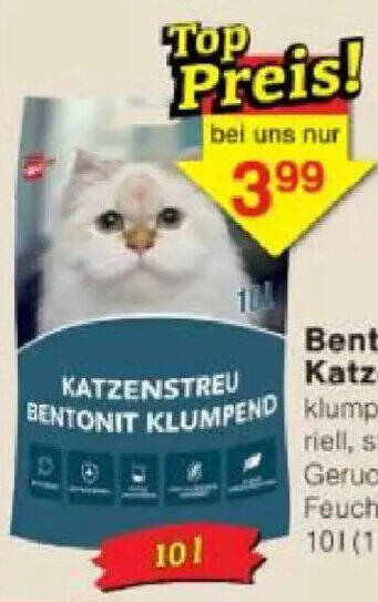 Bentonit Katzenstreu 10 l Angebot bei Jawoll