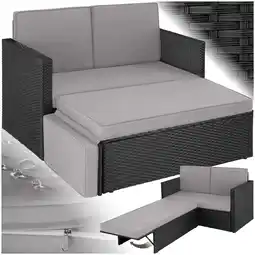 Netto Marken-Discount tectake Rattan Lounge, 2-Sitzer, UV-beständig, Hocker mit klappbarer Stütze Angebot