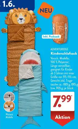 Aldi Süd ADVENTURIDGE Kinderschlafsack Angebot