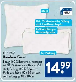Aldi Süd NOVITESSE Bambus-Kissen Angebot