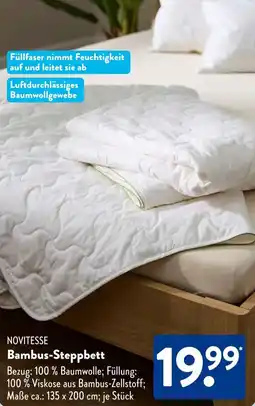 Aldi Süd NOVITESSE Bambus-Steppbett Angebot