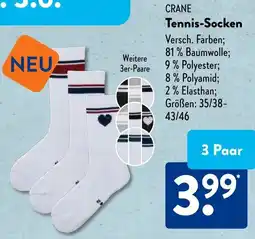 Aldi Süd CRANE Tennis-Socken Angebot