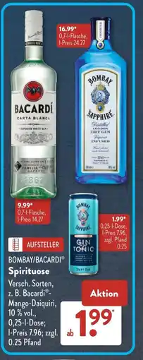 Aldi Süd BOMBAY/BACARDI Spirituose Angebot