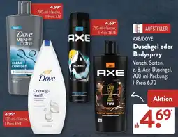 Aldi Süd AXE/DOVE Duschgel oder Bodyspray Angebot