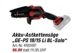 toom Baumarkt Einhell akku-astkettensäge ge-ps 18/15 li bl-solo Angebot