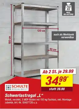 toom Baumarkt Schulte regalwelt schwerlastregal l Angebot